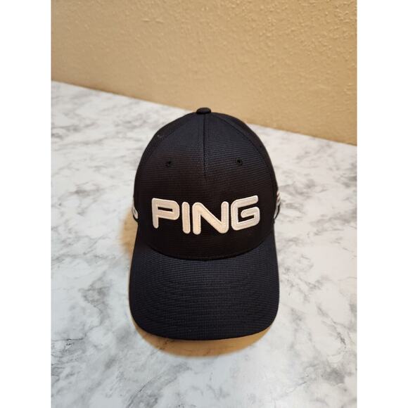 Mens Ping G30 Solid Black Polyester Stretch Flex‎ fit Golf Hat - Picture 1 of 6